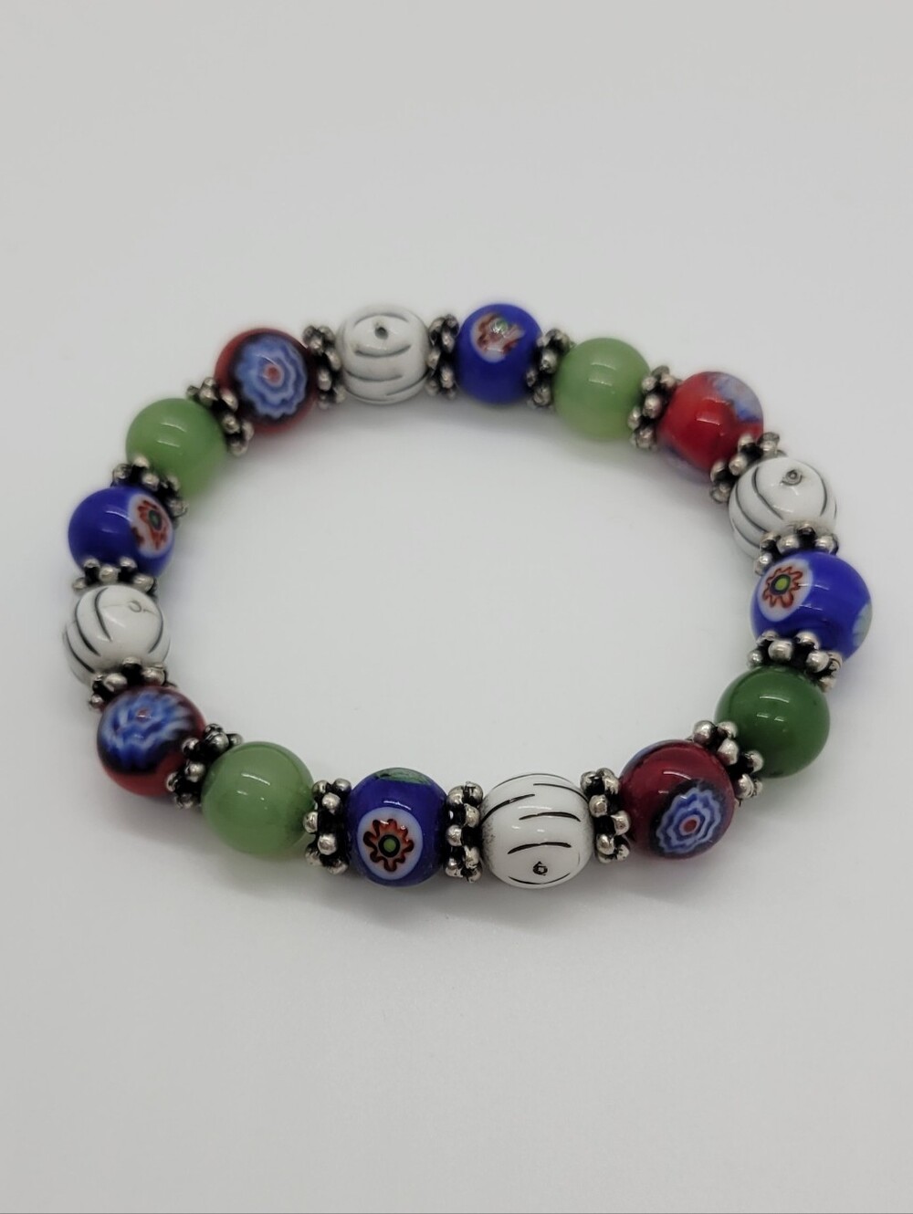 Floral Glass Bead Bracelet